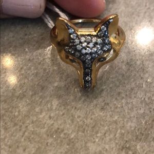 Stella Dot wolf gold grey ring